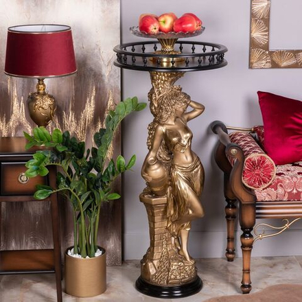 Подставка декоративная Девушка с кувшином №450/2 Бронза Орех