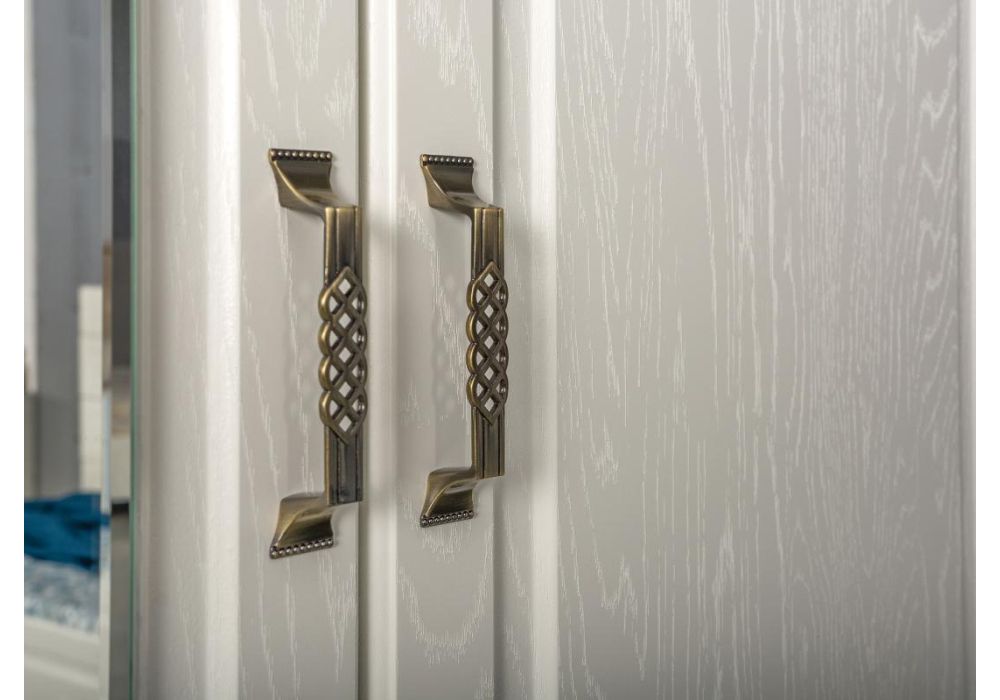 Шкаф Ливерпуль с зеркалом белый / ясень ваниль