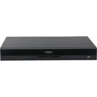 32-канальный IP-видеорегистратор Dahua 4K, H.265+ и ИИ 448Мбит/с; 2 SATA III до 20Тбайт; 1 HDMI (8K), 1 VGA; 1 RJ45 1000Мбит/с; тревожные вх./вых.: 4/2