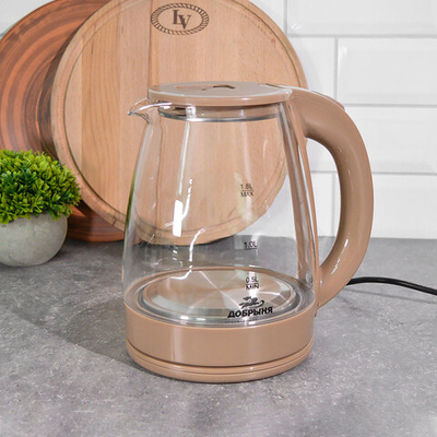 Чайник электрический 1,8л "Добрыня DO-1254В" 1800Вт стекло, бежевый