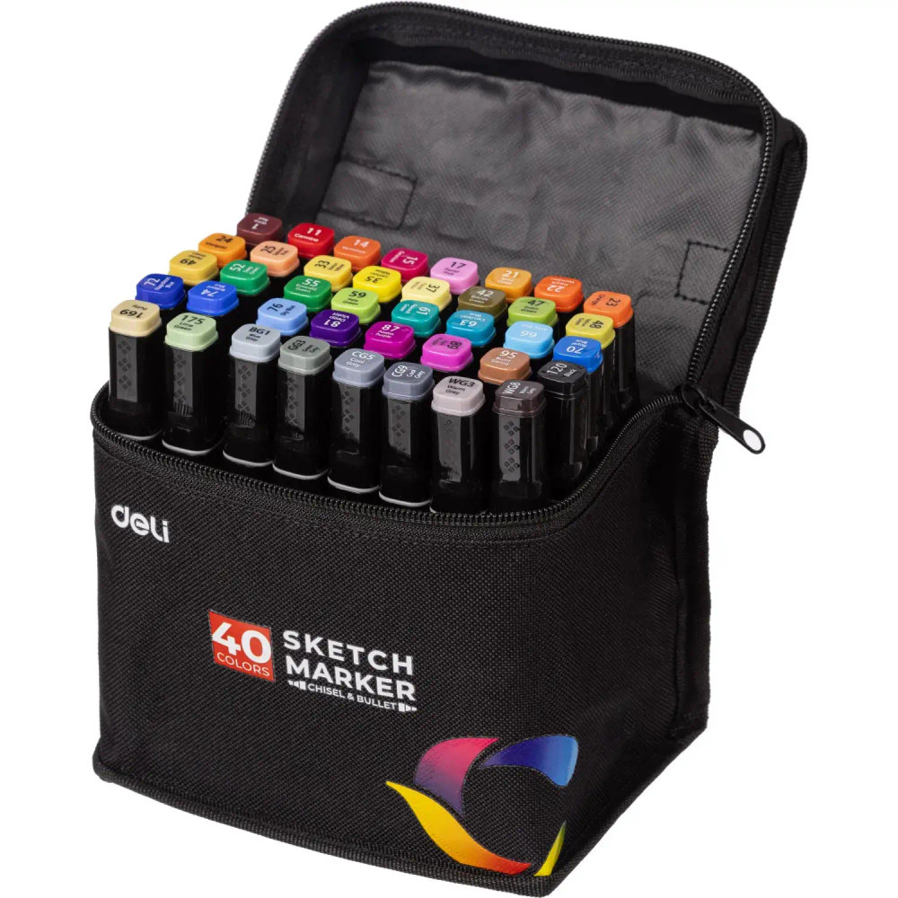 Набор маркеров для скетчинга Deli 40цв, двухстор., E70806-40
