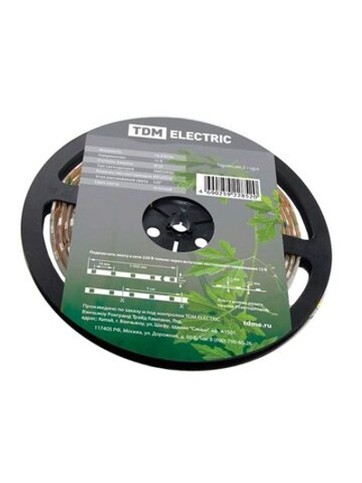 Лента светодиодная SMD5050-60-20-12-144-YE 60LED/м, IP20, 12В, 14,4Вт, желтый, TDM