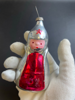 Ёлочная игрушка "Красноармеец", Буденовец, Ленинград, подвесная, стекло, ручная роспись, винтаж СССР 1940-1980 гг