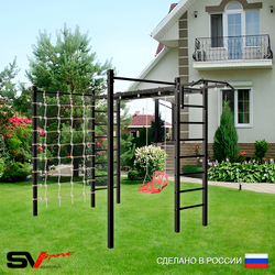 Уличная шведская стенка Sv Sport рукоход с комплектом турник прямой 2шт У5376 (Турник/Со спинкой/Сетка)