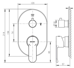 Смеситель встраиваемый в стену Bravat New Moon (3-функц)