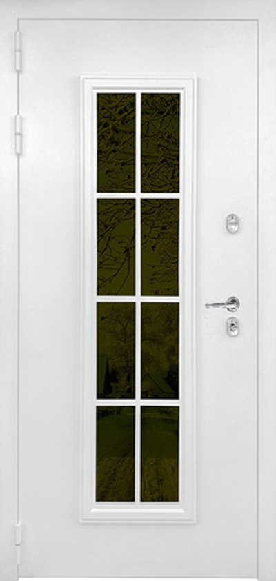 Входная дверь в дом белая со стелком - 1076