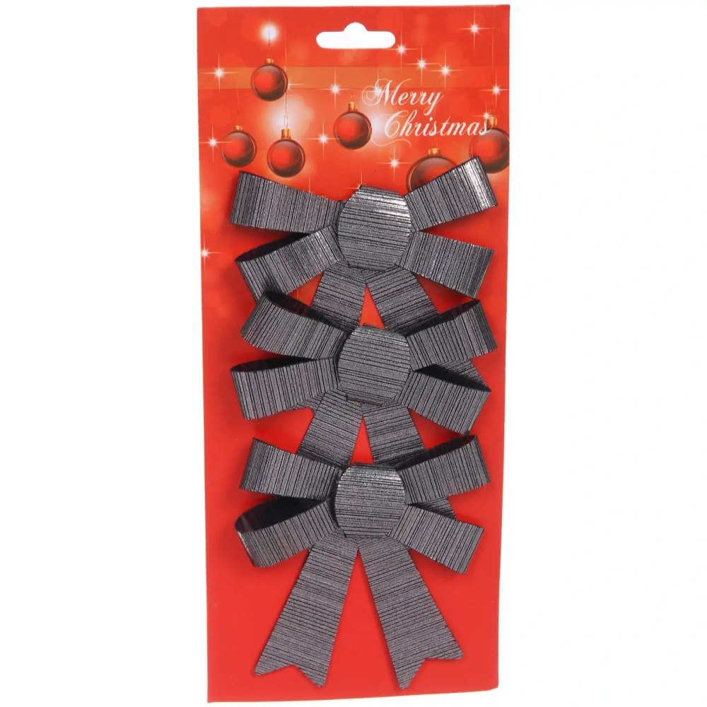 Бант на ёлку «Элегант» 10*11 см (набор 3 шт), Черная ночь