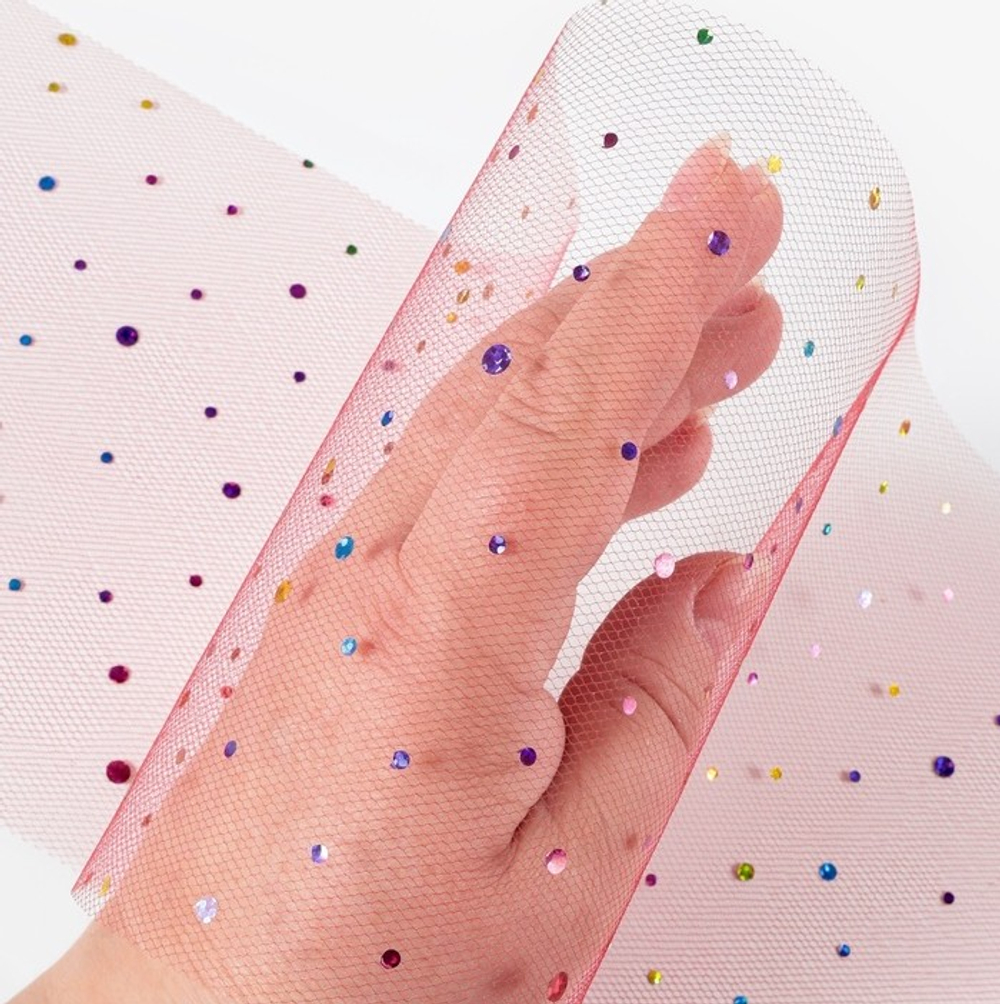 Фатин с разноцветными блестками 15 см