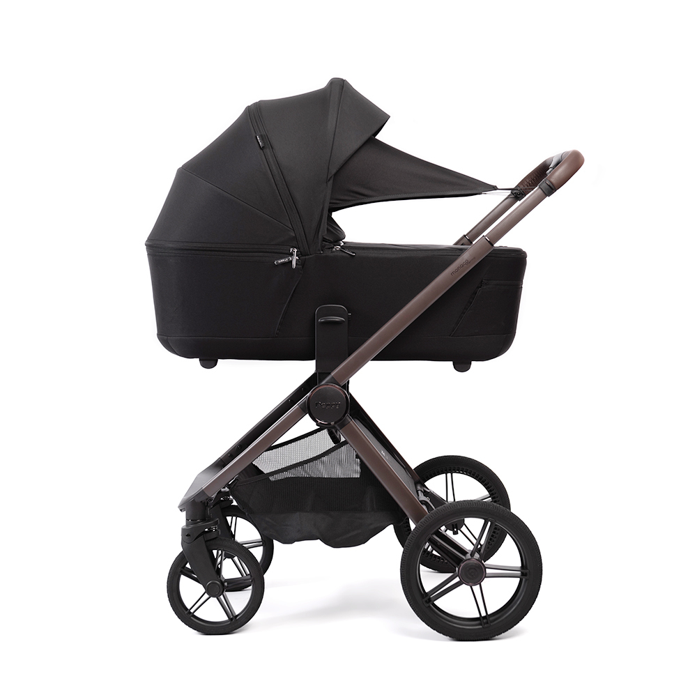 Коляска 2 в 1 Peppy Monaco thermo Black (черный), рама серо-коричневая