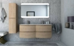 Тумба с раковиной Cezares Vague 138 с двумя чашами Rovere tabacco