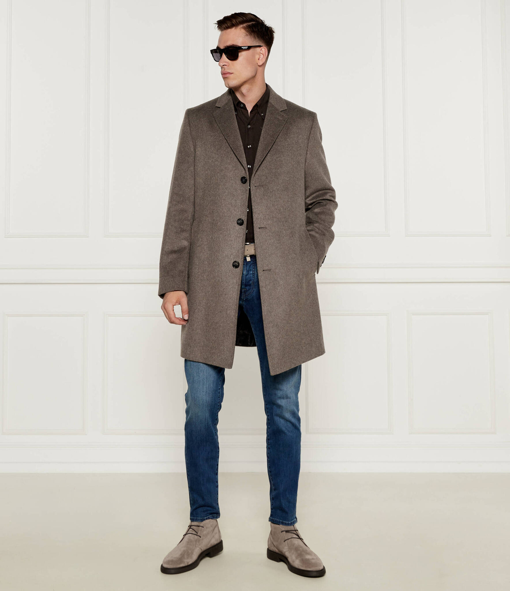 Шерстяное пальто H-Jared BOSS BLACK - бежевый(50525761)