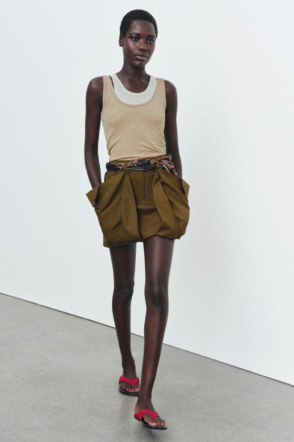 ZARA ТОП С ДВОЙНЫМИ БРЕТЕЛЯМИ, ЭКРЮ/БЕЖЕВЫЙ