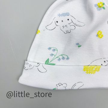 Шапка однослойная "Белые зайчики"