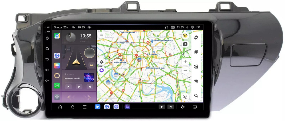 Магнитола для Toyota Hilux 8 2015-2023+ - Kuberg QLed, Android 13, TS20, CarPlay, SIM-слот
