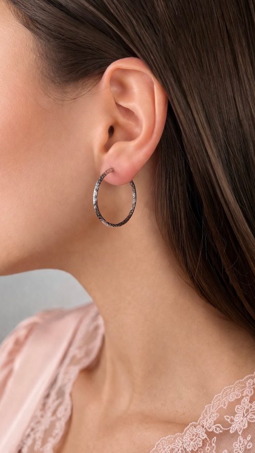 Серьги - конго "Змеи" в серебре (3,5 см)