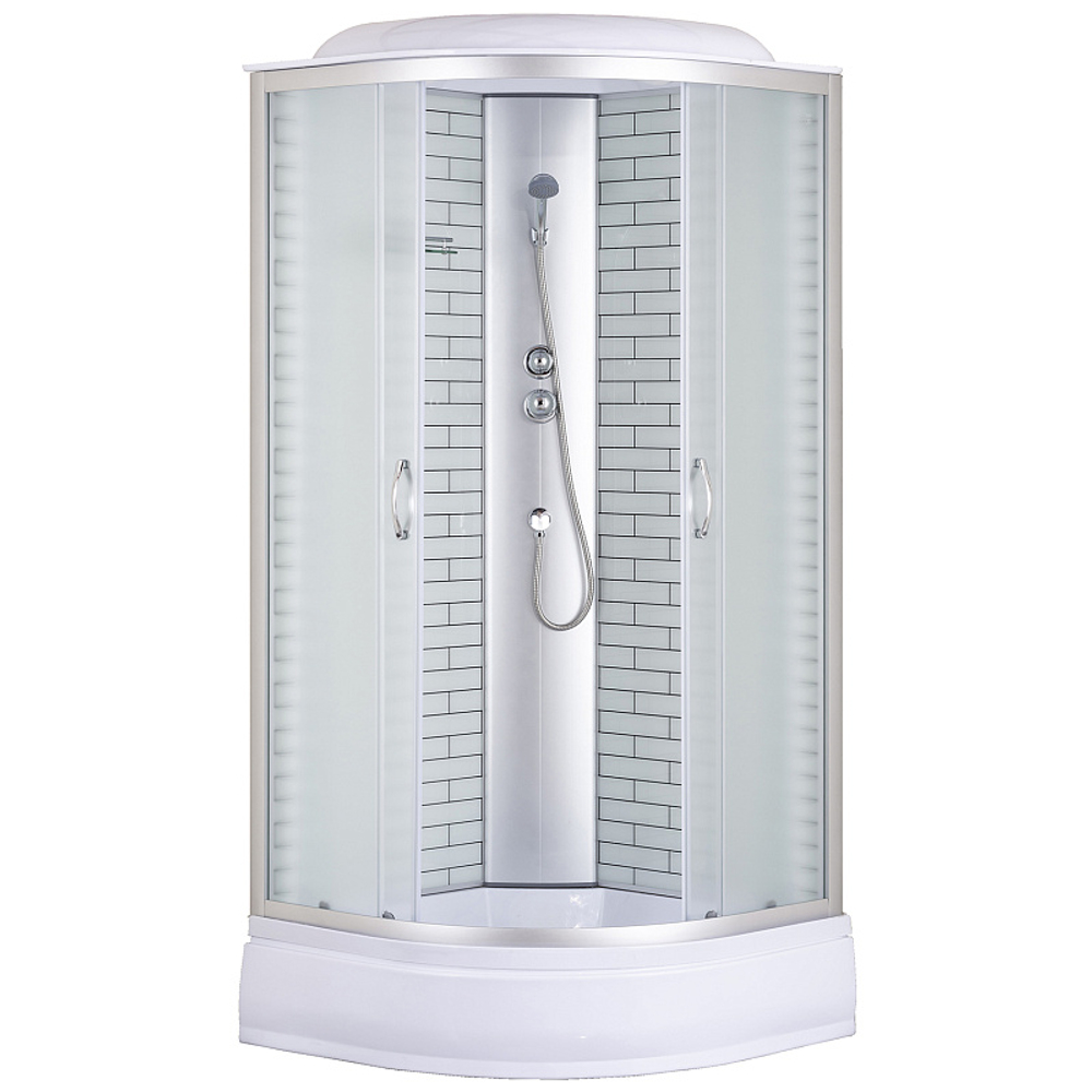 Душевая кабина Loranto 80х80х215 поддон 25см, белый кирпичный узор, матовое стекло 4мм, профиль хром (CS-6680-25FW)