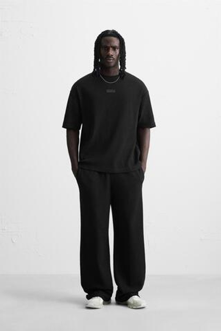 ZARA ФУТБОЛКА ИЗ РЕЛЬЕФНОЙ ТКАНИ, ЧЕРНЫЙ