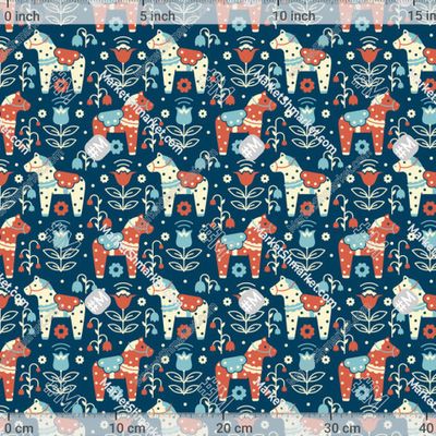 Традиционные Шведские лошадки. Скандинавский народный узор by Sofiya 375 DPI