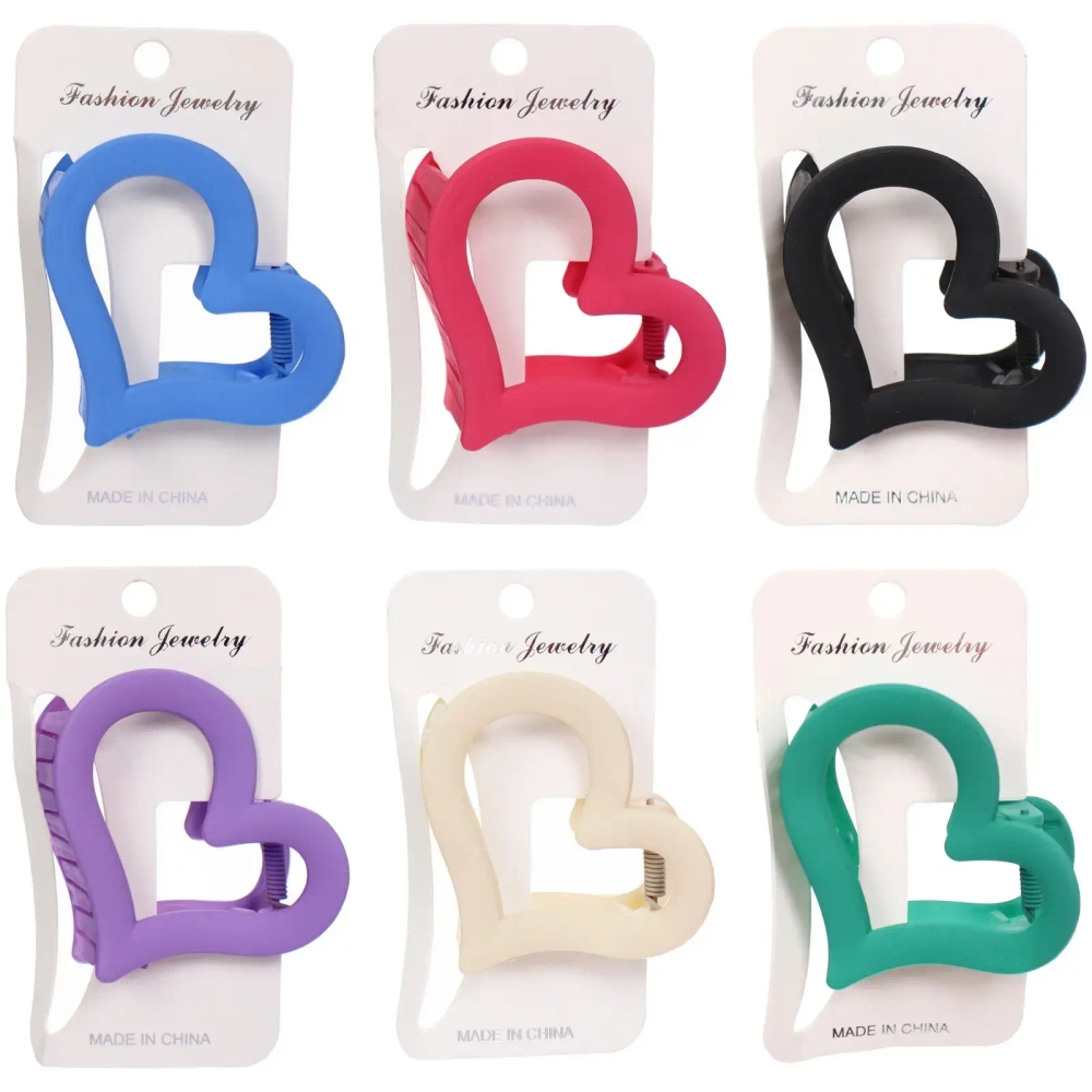 Заколка - краб для волос на блистере «FARSA», шесть цветов в ассортименте, 6см