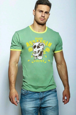 Зеленая мужская футболка с черепом, змеёй и надписью (Размер: L) (Цвет: зеленый)