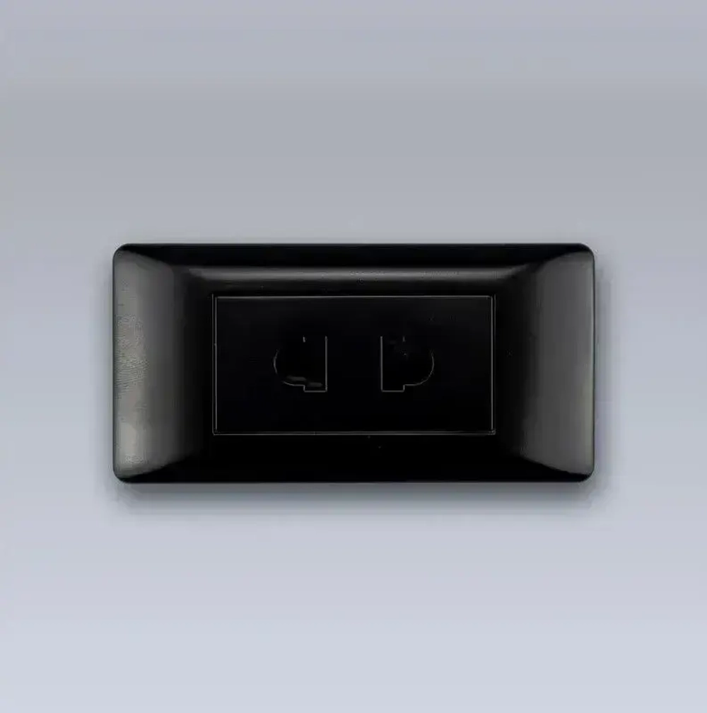 Розетка врезная мебельная "Eleganz" MINI 250в, 10А, черный цвет, мини розетка 81x41x28мм., 1 шт.