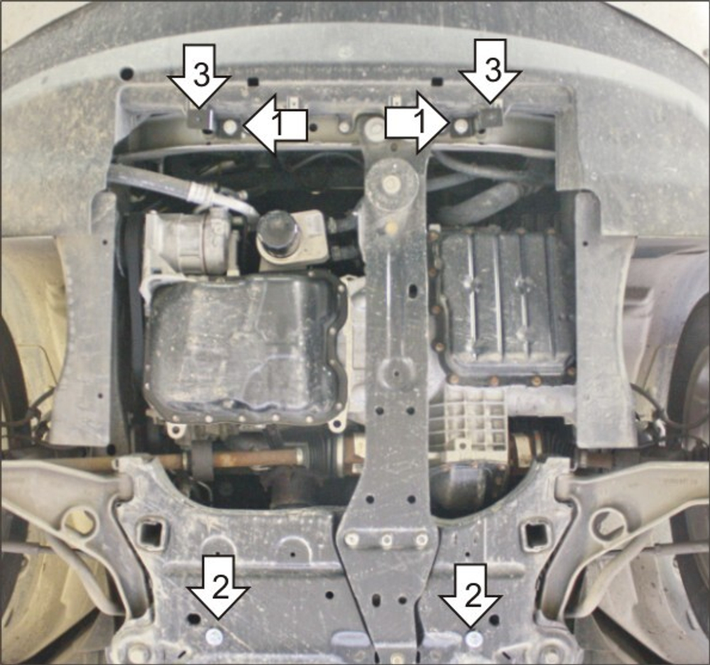 Усиленная защита Motodor картера двигателя, кпп. 2 мм, сталь. для Chrysler Sebring 2007-2010,Dodge Avenger 2007-2014 арт.00303