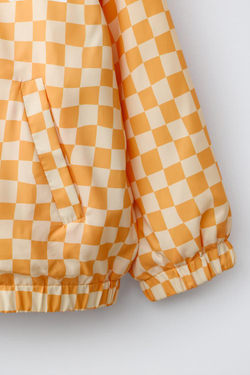 ZARA ЛЕГКИЙ ДОЖДЕВИК В КЛЕТКУ, ОРАНЖЕВЫЙ