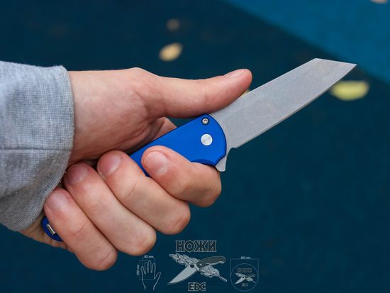 Складной нож Pro-Tech Malibu 5201-BLUE c клинком из стали CPM-20CV, рукоять алюминий