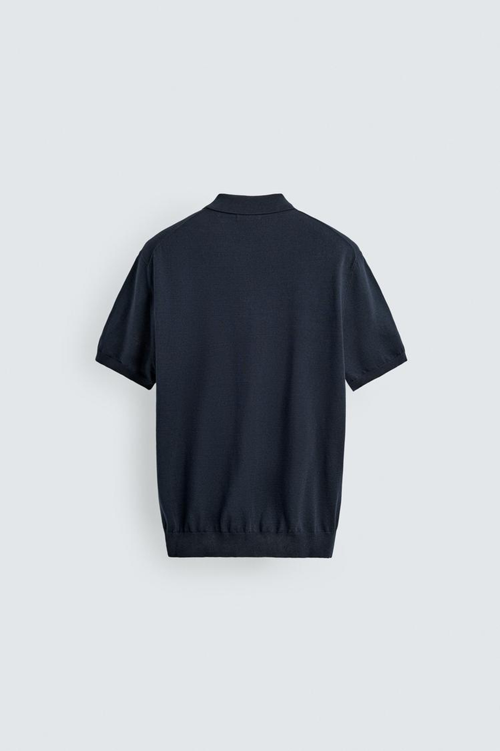 ZARA ПОЛО ИЗ ЛЕГКОГО ТРИКОТАЖА, МОРСКОЙ СИНИЙ