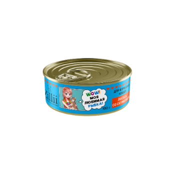 Влажный корм консервы для кошек ZILLII (Зилли) 0,1кг Влажные (банка) для взрослых кошек Лосось со Скумбрией. 12 штук