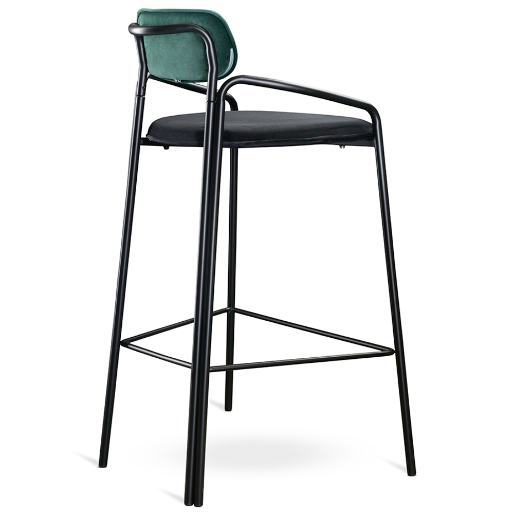 Стул барный Ror, round, велюр, черный/темно-зеленый/черный