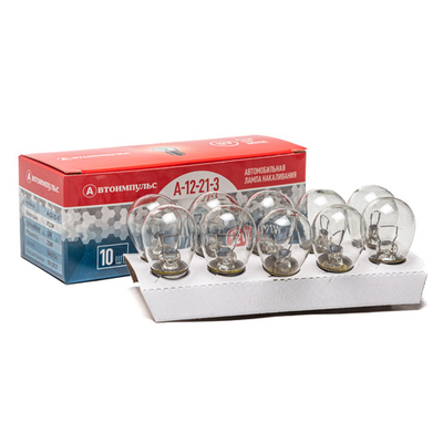 Автолампа накаливания P21W, 12 В, 21 Вт, BAU15S (большая, одноконтактная, смещенный цоколь)