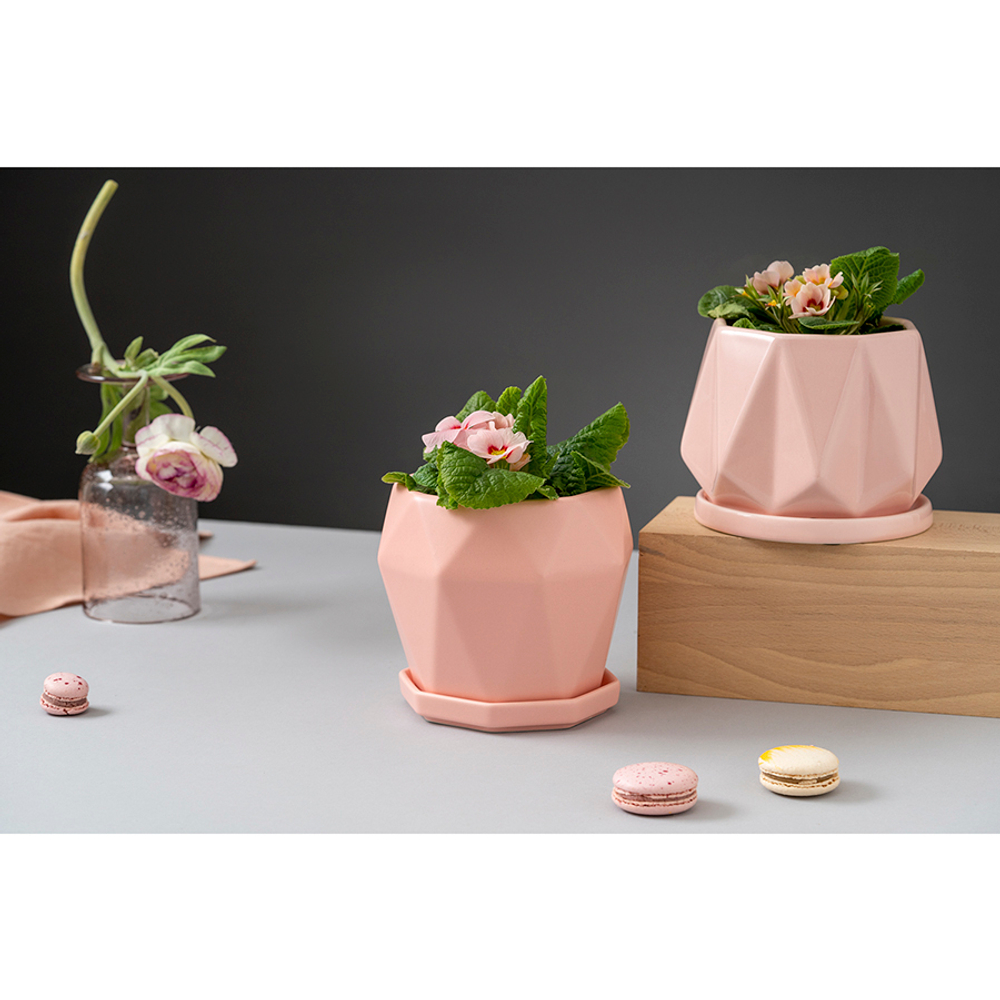 Горшок цветочный rhombus, 13,5 см, матовый розовый