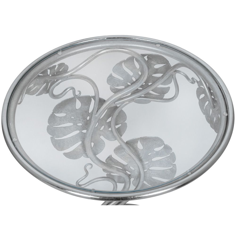 Столик приставной Monstera Deliciosa (Монстера) Античное серебро