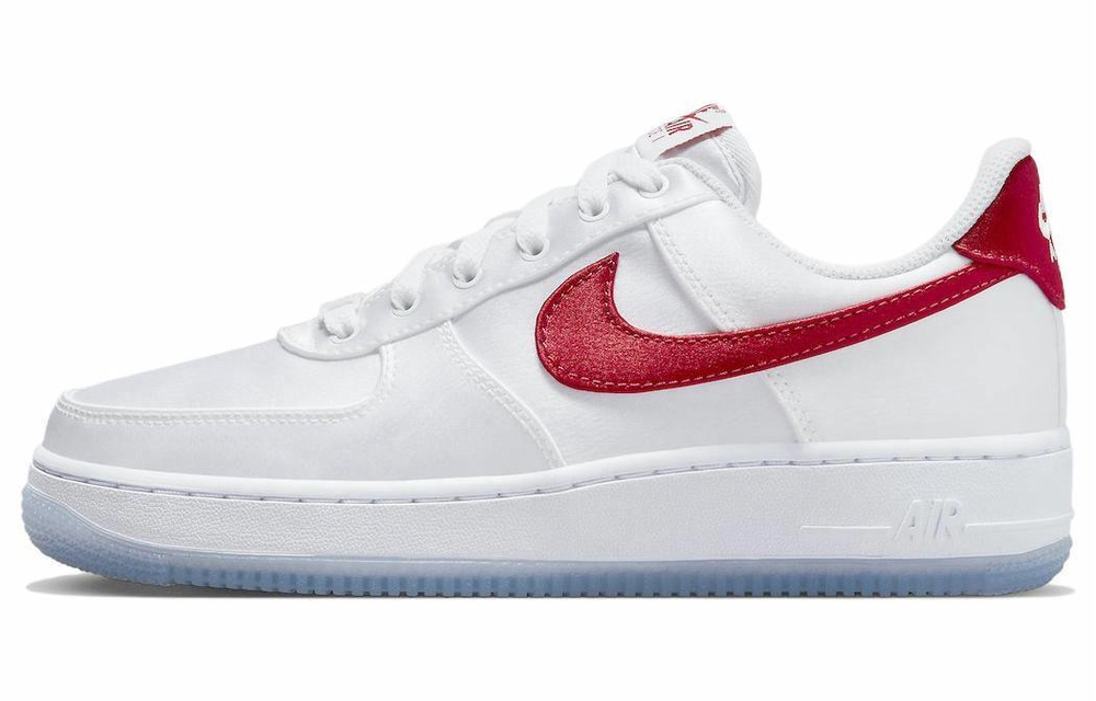 Кроссовки Nike Air Force 1 Low Satin "White Red" (Женская размерная сетка)