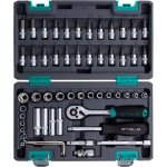 Набор инструментов, 1/4", CrV, 57 предм.// STELS 14101