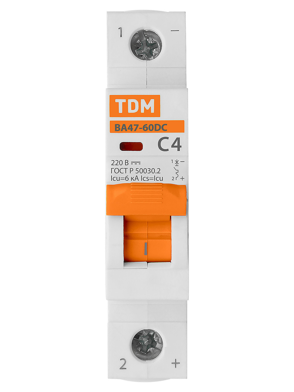 Автоматический выключатель ВА47-60DC 1P 4А 6кА х-ка С 220В пост. тока TDM SQ0223-1006