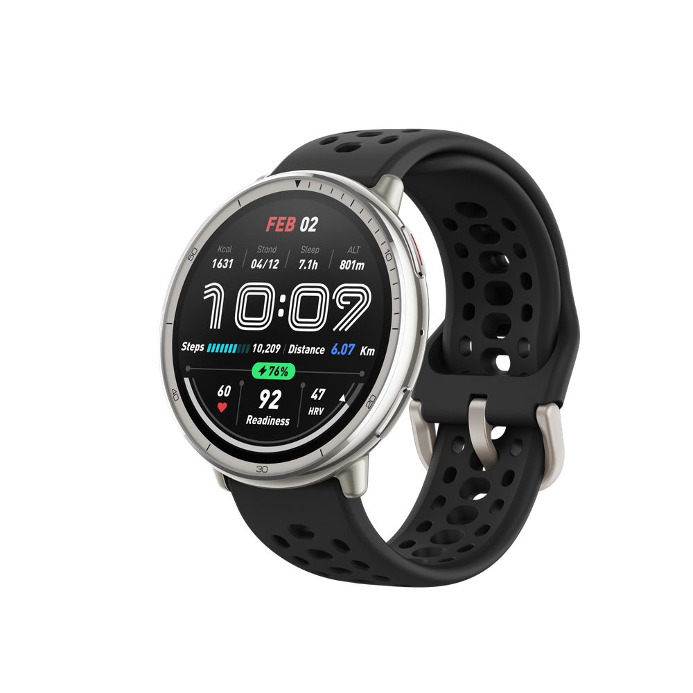 Amazfit A2437 Active 2R Стандартная версия (Черный силиконовый ремешок+обычное стекло)