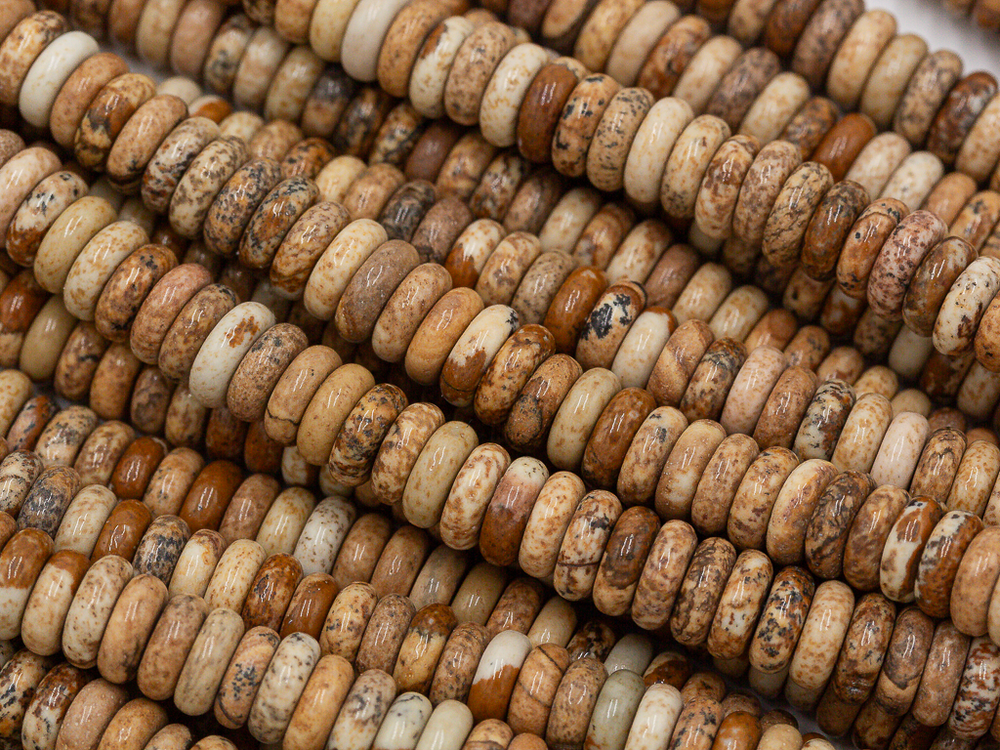 Нить бусин из песочной яшмы 6,5мм, рондель