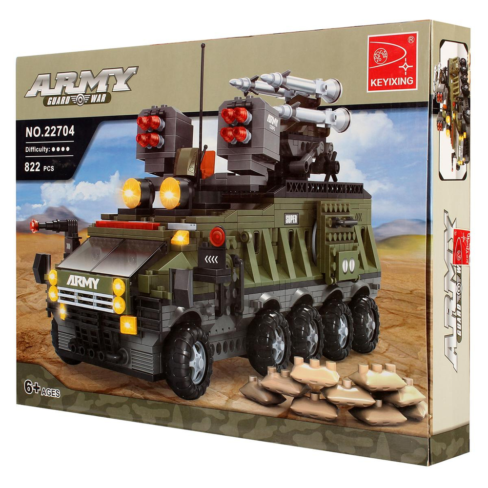 Конструктор блочный Аусини Армия 822дет., коробка 22704