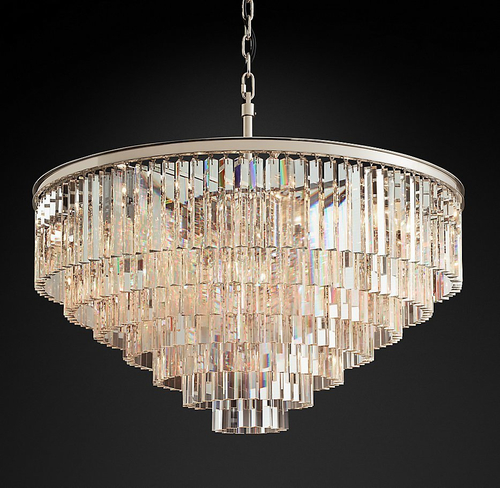 Подвесной дизайнерский светильник  1920s Odeon Clear Glass Fringe 7-Tier Chandelier by Restoration Hardware