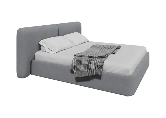 Кровать двуспальная Hub Soft 180 см (светло-серый, твид)