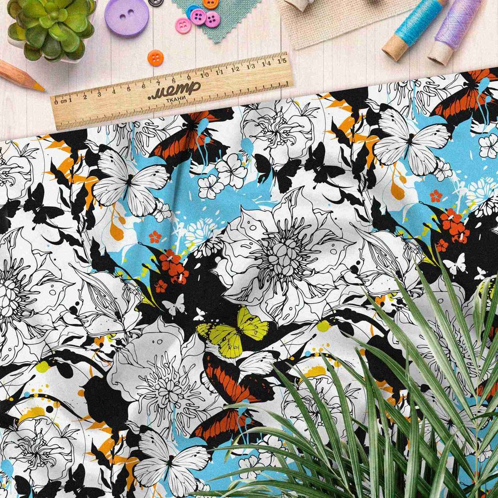 Ткань флис цветочный креатив