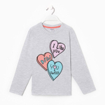 Лонгслив для девочек А.BV-D1082, серый, р.128см 9612386 (Bella veza)