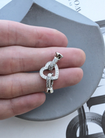 Замок-концевик сердце с фианитами