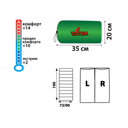 Totem мешок спальный Woodcock XXL (олива) / Левый