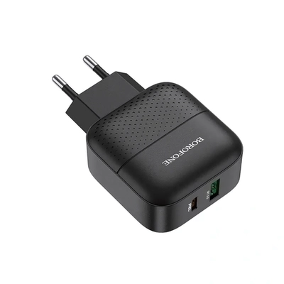 Зарядное устройство Borofone BA46A PD18W+QC3.0 3A Type-C+USB Black