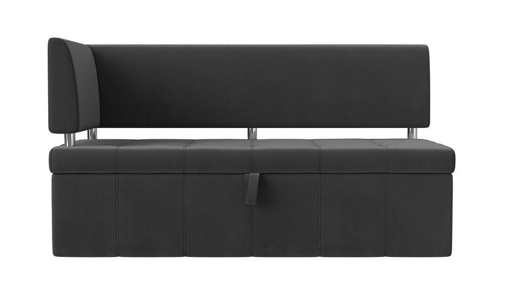 Диван кухонный прямой Стоун с углом левый, Серый, Велюр, 107270L