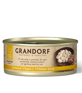 Grandorf консервы для кошек (беззерновой) Куриная грудка с утиным филе 70гр.