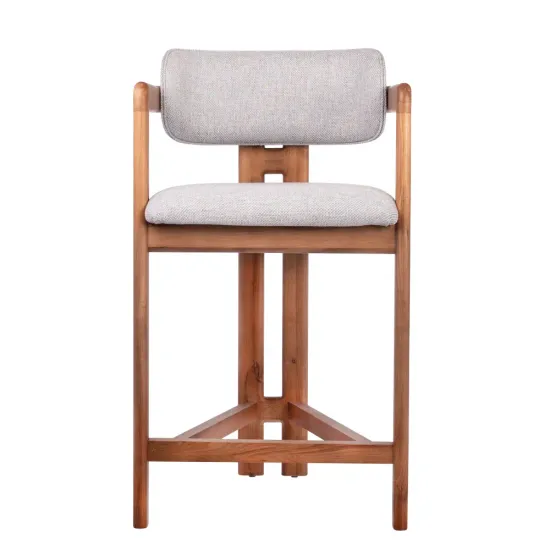 Стул полубарный Rich рогожка бежево-голубая с ножками цвета орех